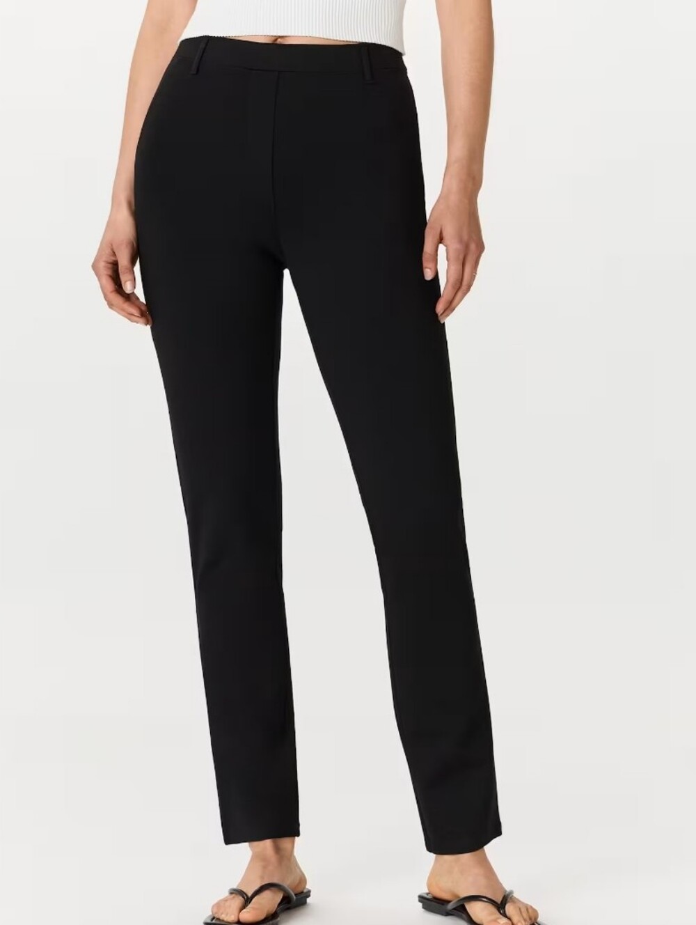 Quince Ultra-Stretch Ponte Straight Leg Pants Office Career Black Small Petite